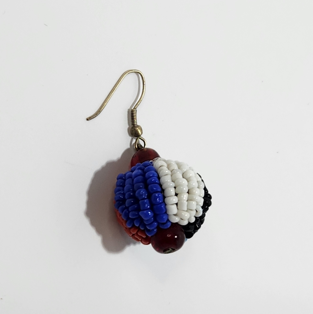 Striped Seed Bead Ball Multicolor Necklace and Earring Set - Picture 8 of 13